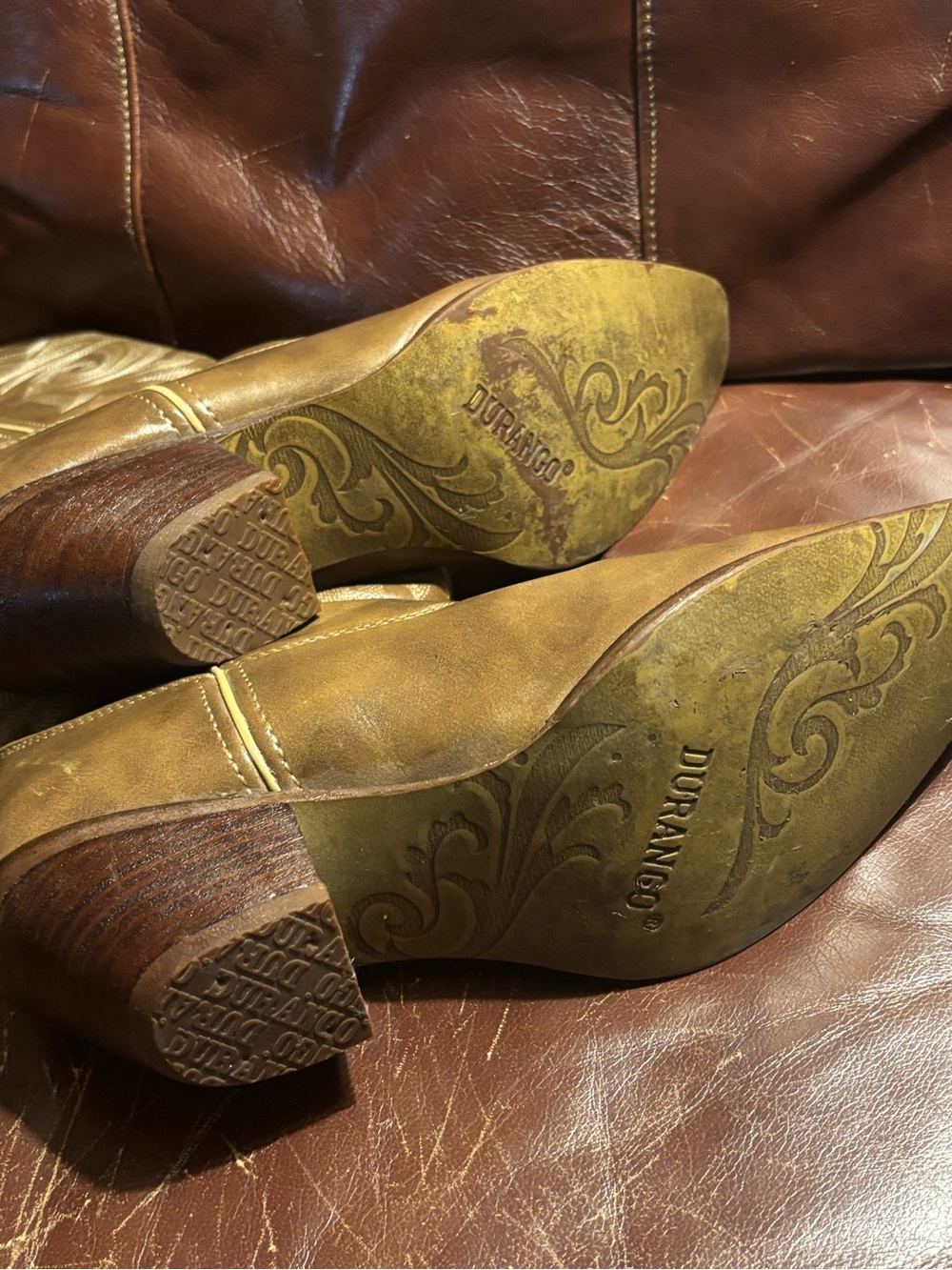 Durango Tan Embroidered Western Heeled Boots - Picture 7 of 8